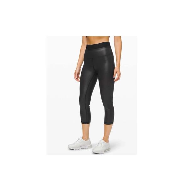 Lululemon Women's Power Position SHR Crop Pant 21" Size 10 Black Matte Foil - Picture 1 of 6